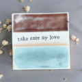 coaster, pottery coaster, ceramic coaster, coasters, wedding gift, gift for word lover, gift for book lover, gift for poetry lover, poet, poem, Chris Goan, Scottish poetry gift, words on clay, words in clay, anniversary gift, wedding gift, take care my love, love