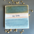 coaster, pottery coaster, ceramic coaster, coasters, wedding gift, gift for word lover, gift for book lover, gift for poetry lover, poet, poem, Chris Goan, Scottish poetry gift, words on clay, words in clay, anniversary gift, wedding gift, love