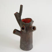 Raku tree/chimney vase
