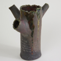 hand built raku fired vase in the form of a tree by seatree argyll, with original poetry