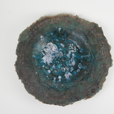 raku bowl with natural edge and original poetry