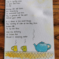watercolour limited edition print of a teapot and mugs and a poem